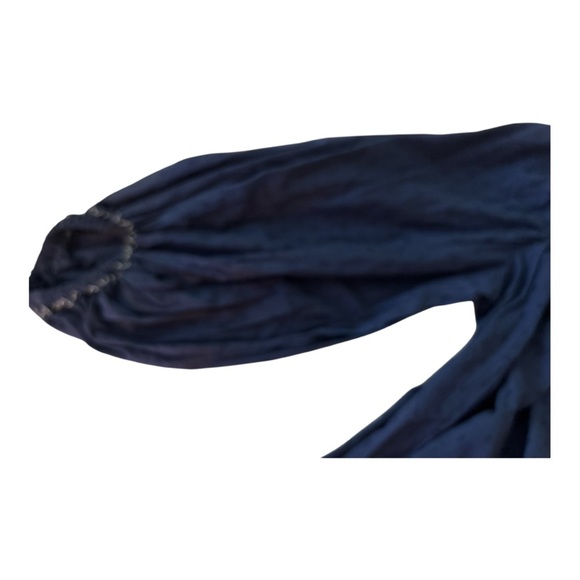 MAX STUDIO top, size Large, dark blue with embroidery.  Full sleeves, 3 buttons - Picture 4 of 8